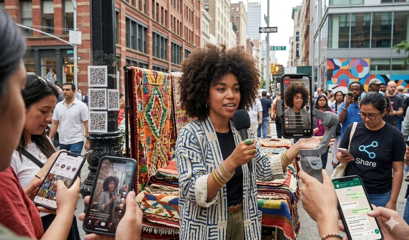 Hands on a tablet in a creative workspace